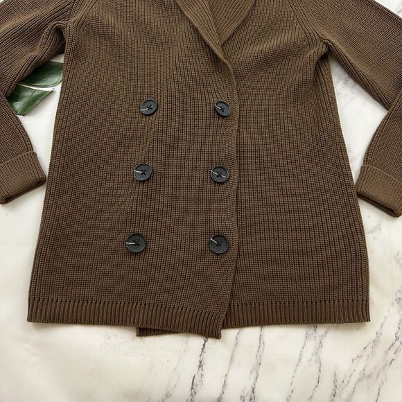 Margaret O'Leary Womens Shawl Collar Cardigan Sweater Size XS Brown Chunky Knit - Picture 5 of 12